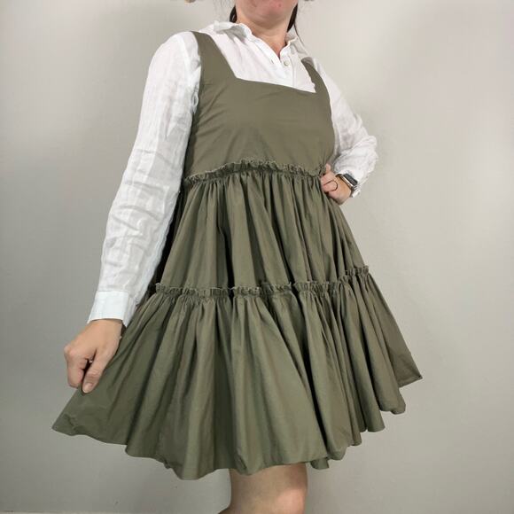 Mable Tiered Ruffle Sleeveless Mini Dress In Dusty Sage - Picture 2 of 10